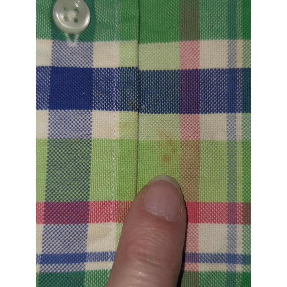 Ralph Lauren Shirt Mens M Classic Fit Plaid Short Sleeve Button Down Green Vtg - Picture 8 of 9